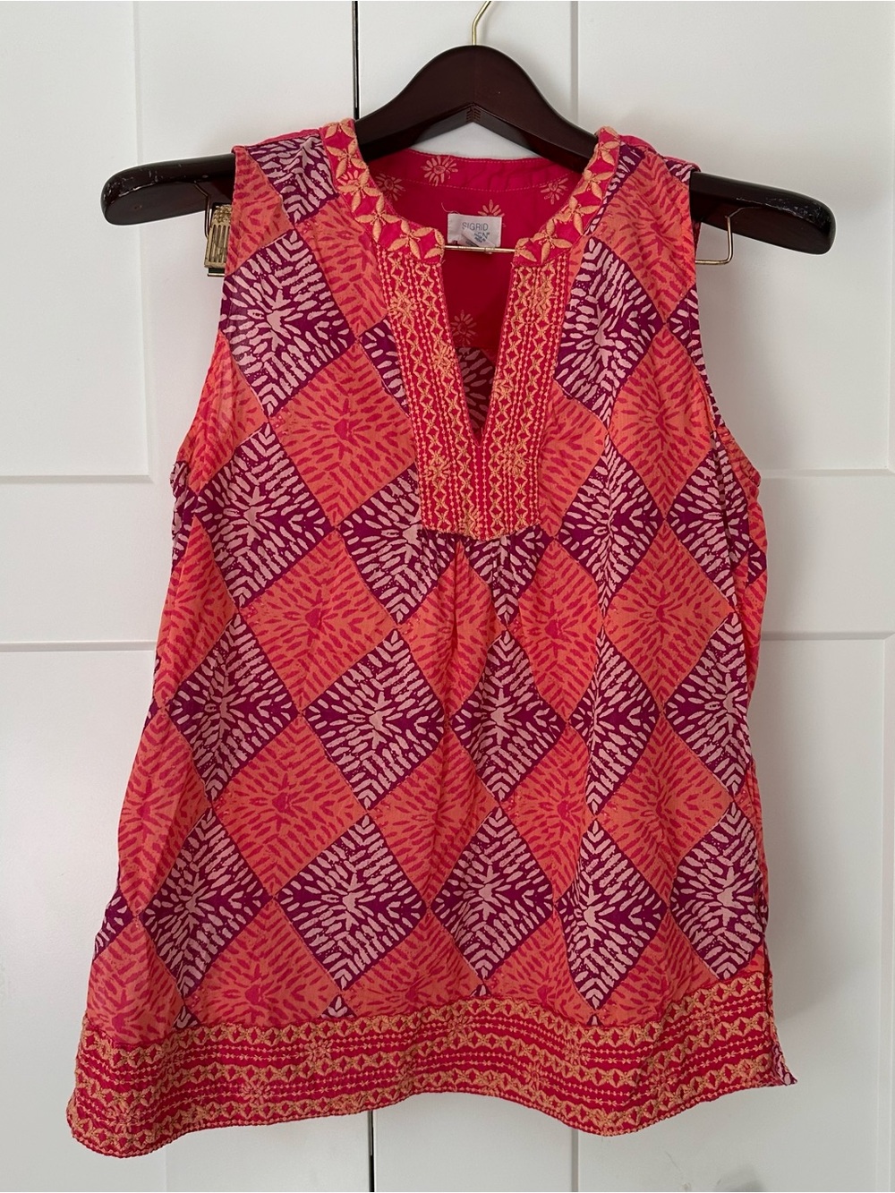 Sigrid Olsen Coral and Fuchsia Sleeveless Tunic Tank‎